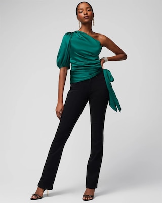 One shoulder black blouse clearance